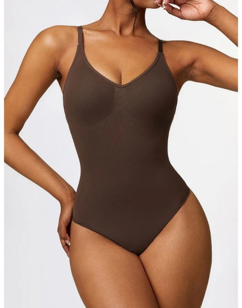 Brown sculpting thong bodysuit